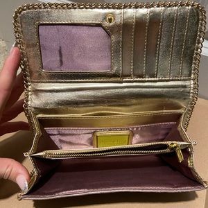 Deux Lux Tan and Gold Bi-fold Wallet